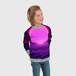 Свитшот детский Синтвейв ретровейв неоновый узор и солнце, цвет: 3D-меланж — фото 2