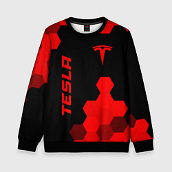 Свитшот детский Tesla - red gradient вертикально, цвет: 3D-черный