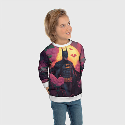 Детский свитшот Бэтмен и дерево с цветами / 3D-Белый – фото 3