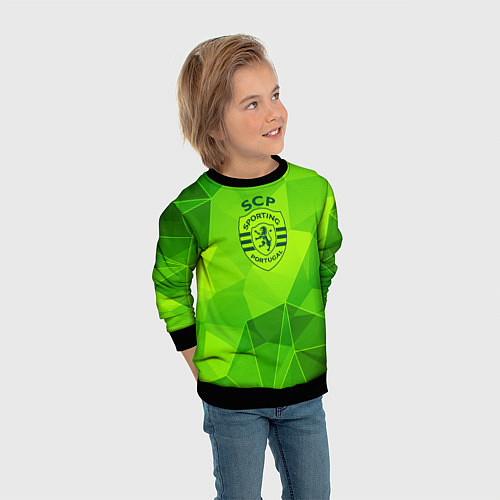 Детский свитшот Sporting green poly / 3D-Черный – фото 3