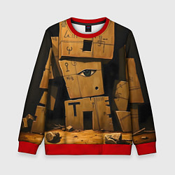 Свитшот детский Глаза в каменных домах, цвет: 3D-красный