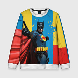 Свитшот детский Бэтмен предупреждает, цвет: 3D-белый