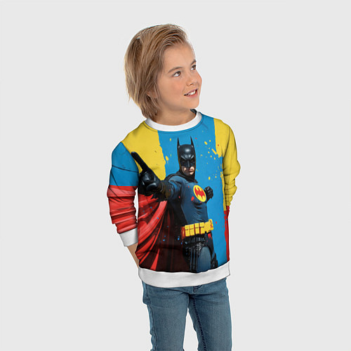 Детский свитшот Бэтмен предупреждает / 3D-Белый – фото 3