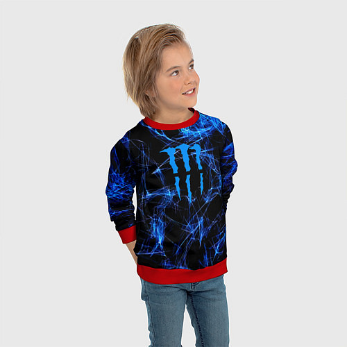 Детский свитшот Monster energy искры дымы / 3D-Красный – фото 3