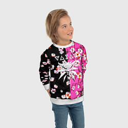 Свитшот детский Ведьмак паттерн сакура, цвет: 3D-белый — фото 2