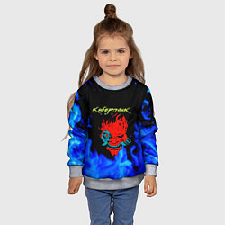Свитшот детский Киберпанк голубой огонь, цвет: 3D-меланж — фото 2