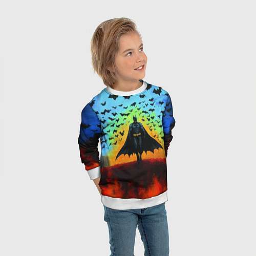Детский свитшот Бэтмен и летучие мыши / 3D-Белый – фото 3