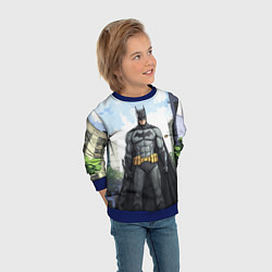 Свитшот детский Бэтмен стоит на улице, цвет: 3D-синий — фото 2
