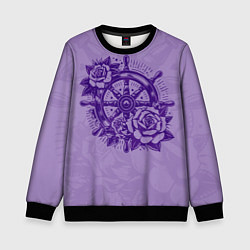Свитшот детский Штурвал в розах, цвет: 3D-черный