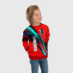 Свитшот детский Rainbow six геометрия полосы, цвет: 3D-красный — фото 2