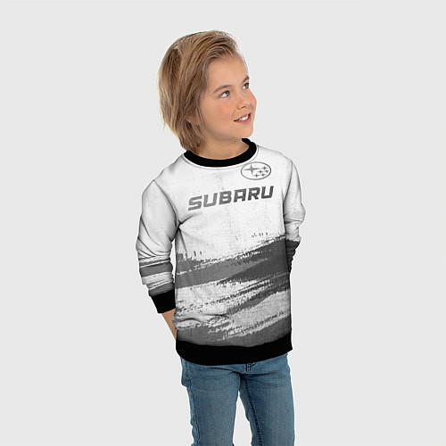 Детский свитшот Subaru - white gradient посередине / 3D-Черный – фото 3