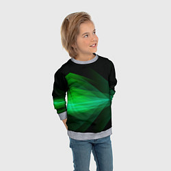 Свитшот детский Неоновая зеленая абстракция на черном фоне, цвет: 3D-меланж — фото 2