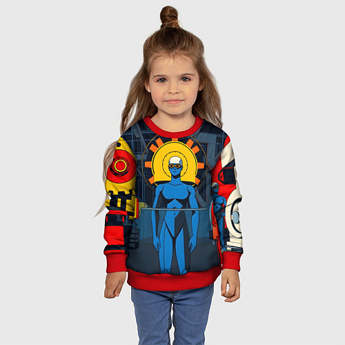 Детский свитшот Ретро фантастика / 3D-Красный – фото 4