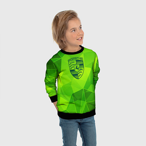 Детский свитшот Porsche green poly / 3D-Черный – фото 3