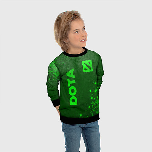 Детский свитшот Dota - green gradient вертикально / 3D-Черный – фото 3