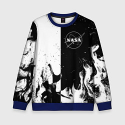Свитшот детский Nasa черно белый огонь, цвет: 3D-синий