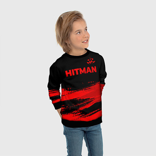 Детский свитшот Hitman - red gradient посередине / 3D-Черный – фото 3