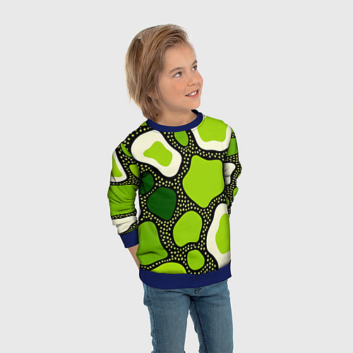 Детский свитшот Зеленая абстракция с кругами / 3D-Синий – фото 3