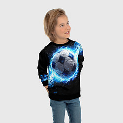 Свитшот детский Футбольный мяч в синем пламени, цвет: 3D-черный — фото 2