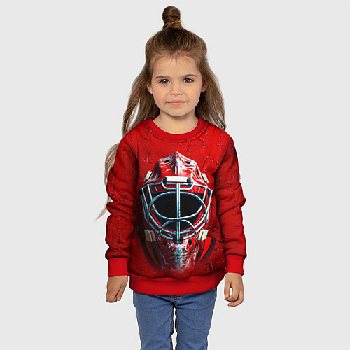Детский свитшот Маска голкипера на красном / 3D-Красный – фото 4