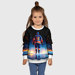 Свитшот детский Хоккеист в синем пламени, цвет: 3D-белый — фото 2