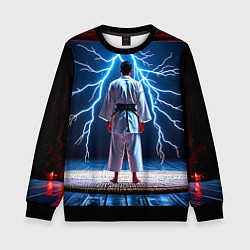 Свитшот детский Айкидоист и молния, цвет: 3D-черный