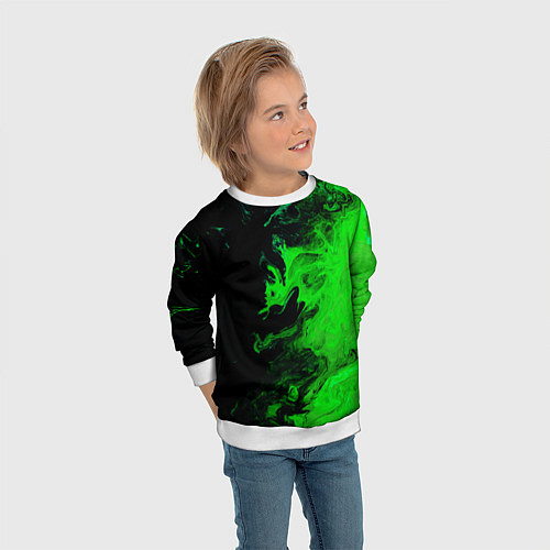 Детский свитшот Color green black / 3D-Белый – фото 3