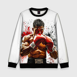 Свитшот детский Тайский боксер на белом, цвет: 3D-черный