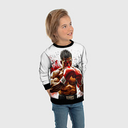 Свитшот детский Тайский боксер на белом, цвет: 3D-черный — фото 2