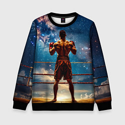 Свитшот детский Тайский боксер в космосе, цвет: 3D-черный