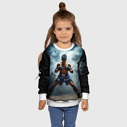 Свитшот детский Тайский боксер в дыму, цвет: 3D-белый — фото 2