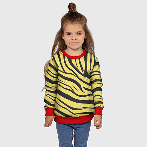 Детский свитшот Светлый тигровый паттерн / 3D-Красный – фото 4