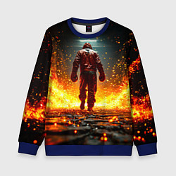 Свитшот детский Боксер в огне, цвет: 3D-синий