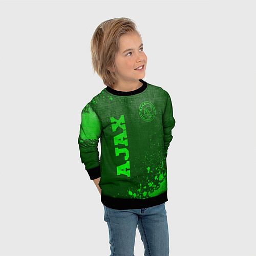 Детский свитшот Ajax - green gradient вертикально / 3D-Черный – фото 3