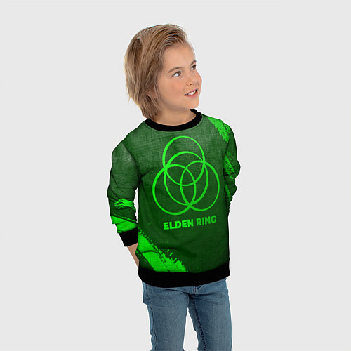 Детский свитшот Elden Ring - green gradient / 3D-Черный – фото 3