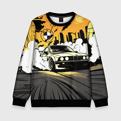 Свитшот детский Дрифт БМВ в стиле комикса, цвет: 3D-черный