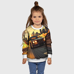 Свитшот детский БМВ на фоне заката, цвет: 3D-белый — фото 2