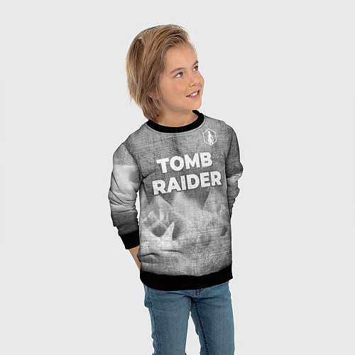 Детский свитшот Tomb Raider - grey gradient посередине / 3D-Черный – фото 3