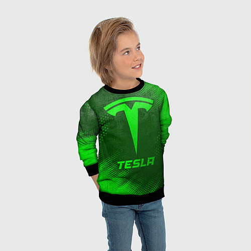 Детский свитшот Tesla - green gradient / 3D-Черный – фото 3