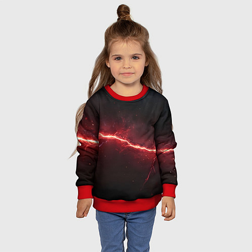 Детский свитшот Красная линия - молния / 3D-Красный – фото 4