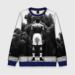 Свитшот детский Мухаммед Али в черном дыму, цвет: 3D-синий