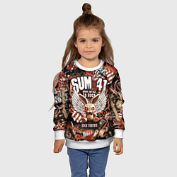 Свитшот детский Sum 41 на фоне кролика и гитар, цвет: 3D-белый — фото 2