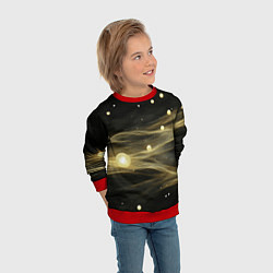 Свитшот детский Золотистый свет на черной текстуре, цвет: 3D-красный — фото 2