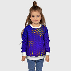 Свитшот детский Неоновые соты броня, цвет: 3D-белый — фото 2