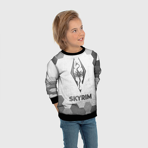 Детский свитшот Skyrim - white gradient / 3D-Черный – фото 3