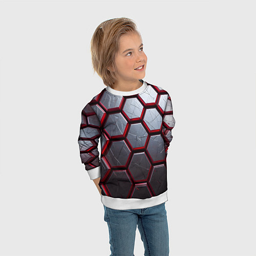 Детский свитшот Металлический бронежилет / 3D-Белый – фото 3