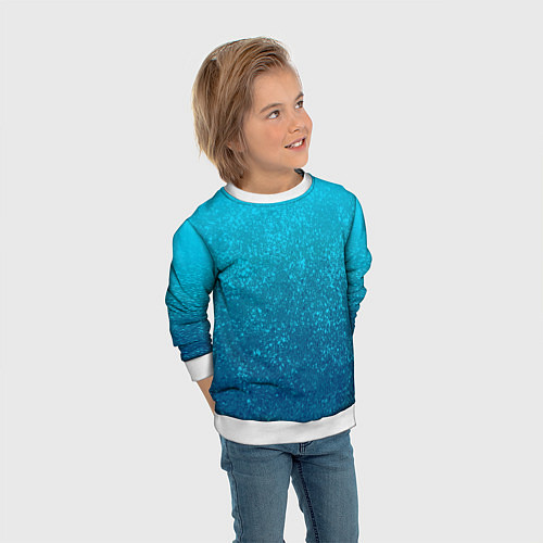 Детский свитшот Лазурный голубой текстурный градиент / 3D-Белый – фото 3