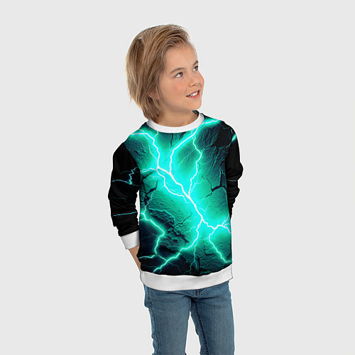 Детский свитшот Color light blue black / 3D-Белый – фото 3