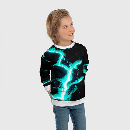 Детский свитшот Color light blue black / 3D-Белый – фото 3
