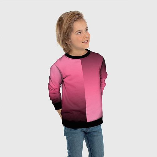 Детский свитшот Розовый с затемнением градиент пополам / 3D-Черный – фото 3